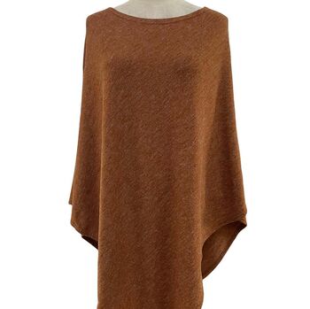 Autumnal Rust Wool Blend Knit Poncho, 3 of 4