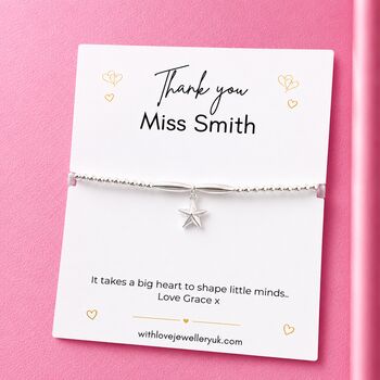 Thank You Teacher Silver Bracelet Gift, 8 of 8