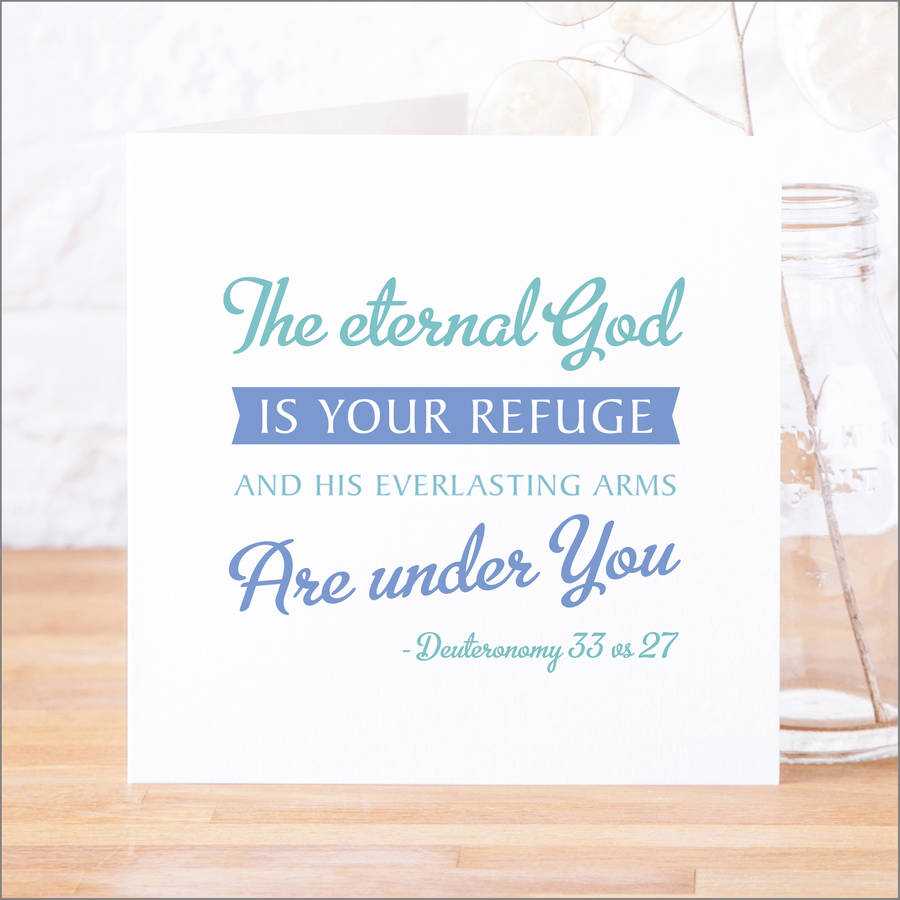 'God Is Your Refuge' Contemporary Bible Verse Card, 1 of 4