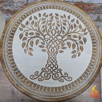 Wooden Gift For Mum,Tripod Table Featuring Celtic Tree Of Life, 4 of 10