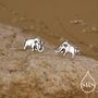 Mammoth Elephant Stud Earrings In Sterling Silver, thumbnail 1 of 12