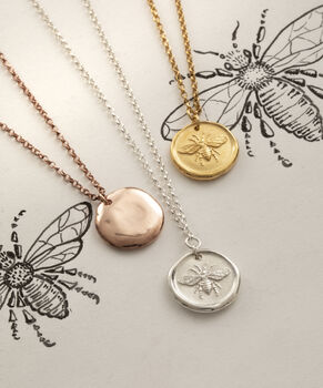 Silver And Gold Honey Bee Coin Pendants, 3 of 3