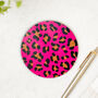 Round Coaster Pink Leopard Print Heat And Stain Proof, thumbnail 4 of 12