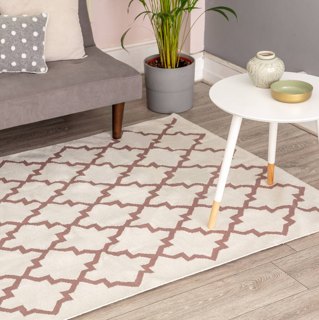 Pink Patterned Handwoven Rug By Effortless Trading Co