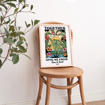 Personalised 'Together Until We Croak' Retro Frog Print, 6 of 8