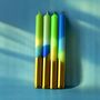 Blue, Green And Gold Metallic Christmas Candles 'Crushed Emerald And Deep Ice', thumbnail 1 of 4