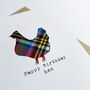 Funny Scottish Birthday Card With Real Tartan Hen, thumbnail 5 of 7