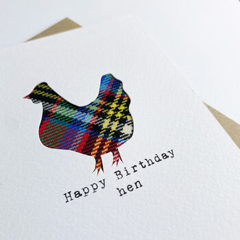 Funny Scottish Birthday Card With Real Tartan Hen, 5 of 7