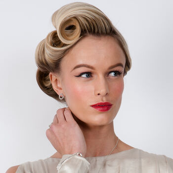 925 Sterling Silver Designer Art Deco Halo Studs, 3 of 4
