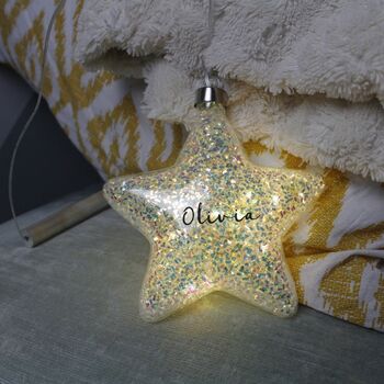 Glitter LED Star Hanging Decoration Light, 3 of 9
