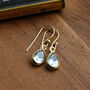 Gold Plated Blue Topaz Teardrop Earrings, thumbnail 1 of 4
