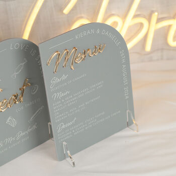 Modern Arch Acrylic Wedding Or Party Menu Sign, 2 of 5