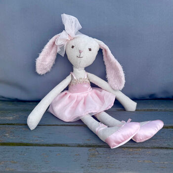 Linen Rabbit Ballerina Soft Toy, 2 of 2