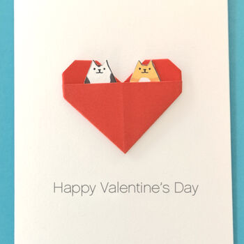 Personalised Cat Valentine's Day Origami Heart Card, 5 of 10