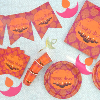 Happy Diwali Serving Trays 3pk Pink And Orange, 2 of 2