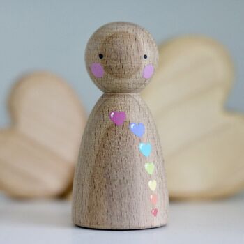 Handpainted Wooden Rainbow Loveheart Peepul, 4 of 12