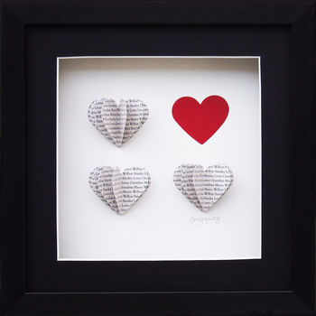 Framed, Personalised 3D Box Of Hearts, 3 of 9