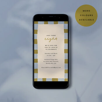 Digital Download Birthday Party Invite With Checkerboard Border, 3 of 5