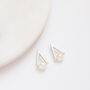 Silver Colour V Shaped Studs With Pearl Detail, thumbnail 2 of 3