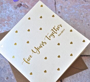 Personalised Heart Foiled Anniversary Card, 5 of 5