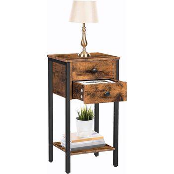 Tall Bedside Table Slim Side Table With Two Drawers, 10 of 10