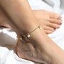 Beaded Daisy Satellite Chain Anklet In Gold Plating, thumbnail 1 of 5