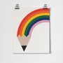 Rainbow Pencil Children's Art Print, thumbnail 4 of 4