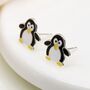 Girls Sterling Silver Penguin Stud Earrings, thumbnail 2 of 4
