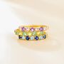 Blue Sapphire And Sky Blue Topaz Half Eternity Ring In Sterling Silver And 18k Gold Vermeil, thumbnail 8 of 11