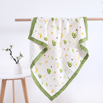 Avocado Six Layer Cotton Muslin Baby Childrens Blanket, 2 of 4