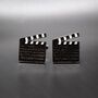 Director’s Clapperboard Cufflinks Silver Film Slate Design Gift For Movie Lovers, thumbnail 2 of 6