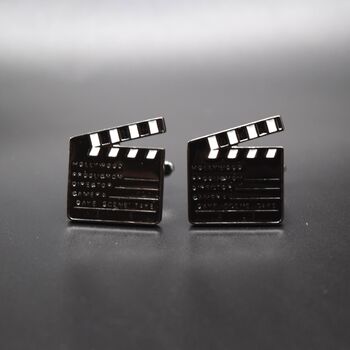 Director’s Clapperboard Cufflinks Silver Film Slate Design Gift For Movie Lovers, 2 of 6