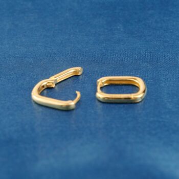 Gold Plated Rectangular Huggie Hoop Earrings, 4 of 7