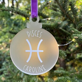 Pisces Zodiac Star Sign Christmas Decoration, 5 of 6