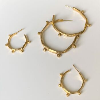 Large Crumpled Dot Hoop Earrings, 3 of 4