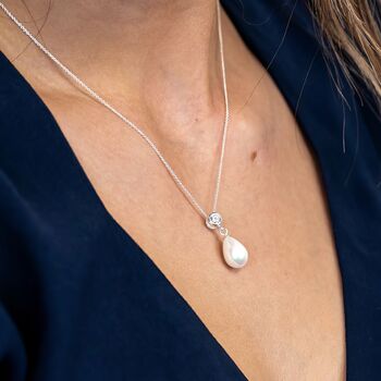 Sterling Silver Pearl Drop Necklace, 4 of 12