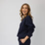 Margot Relaxed Cigarette Style Sweatpants Navy Blue Available In Regular And Tall Length, thumbnail 1 of 6