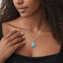 Personalised Sterling Silver Teardrop Turquoise Pendant Necklace, thumbnail 3 of 8
