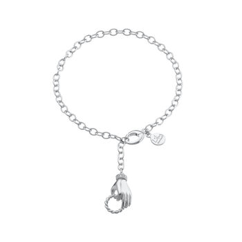 Sterling Silver In Safe Hands Charm Collector Bracelet, 2 of 3