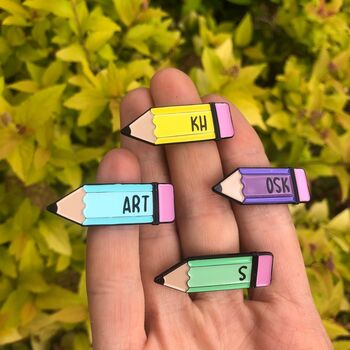 Personalised Pencil Enamel Pin, 4 of 6