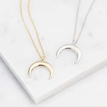 Drop Crescent Moon Necklace Silver Or Gold Vermeil, 2 of 4