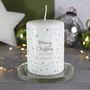 Personalised 'Merry Christmas' Snowflake Pattern Candle, thumbnail 4 of 7