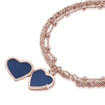 18 K Rose Gold Plated Rope Chain Heart Locket Bracelet, 4 of 5