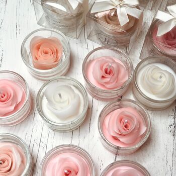 Wedding Favours Candle Roses, Party Personalised Guests Gifts, 6 of 11