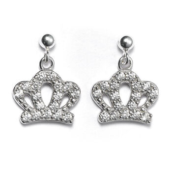Sterling Silver Crystal Crown Earrings, 4 of 5