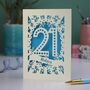 Personalised 21st Birthday Card Papercut Spotty Design, thumbnail 3 of 7