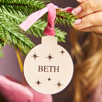 Engraved Wooden Bauble Decoration, 5 of 5