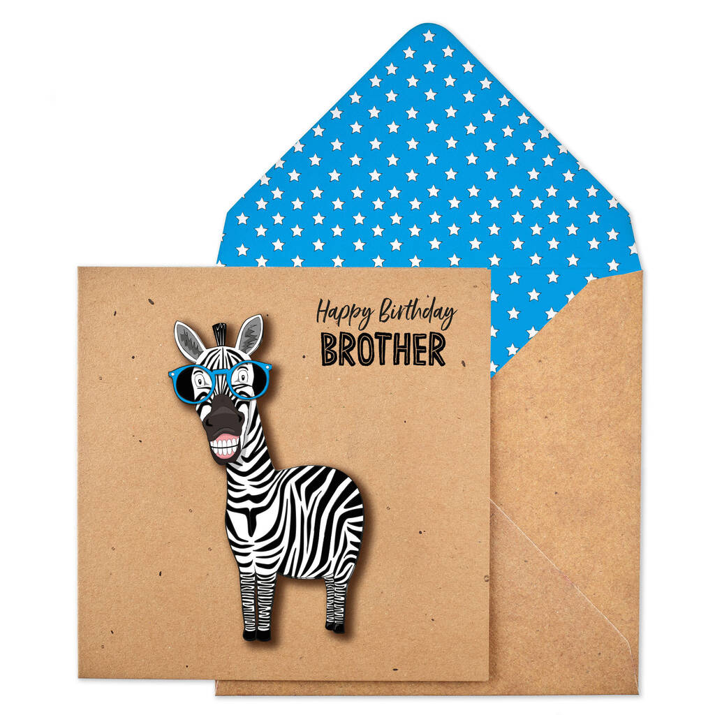 Funny Handmade Brother Zebra Birthday Card, 1 of 5