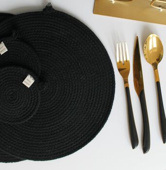Noir Black Rope Dining Placemat, 2 of 5