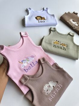 Safari Personalised Baby Dungarees Romper | Personalized Gift, 2 of 8